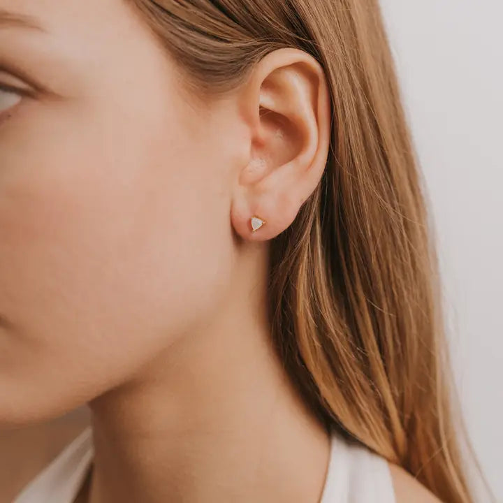 Mini Energy Gem Earrings - Mother of Pearl