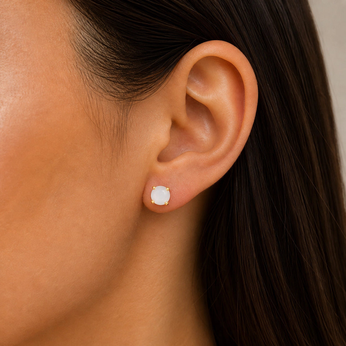 Round Mother of Pearl Gemstone Earrings