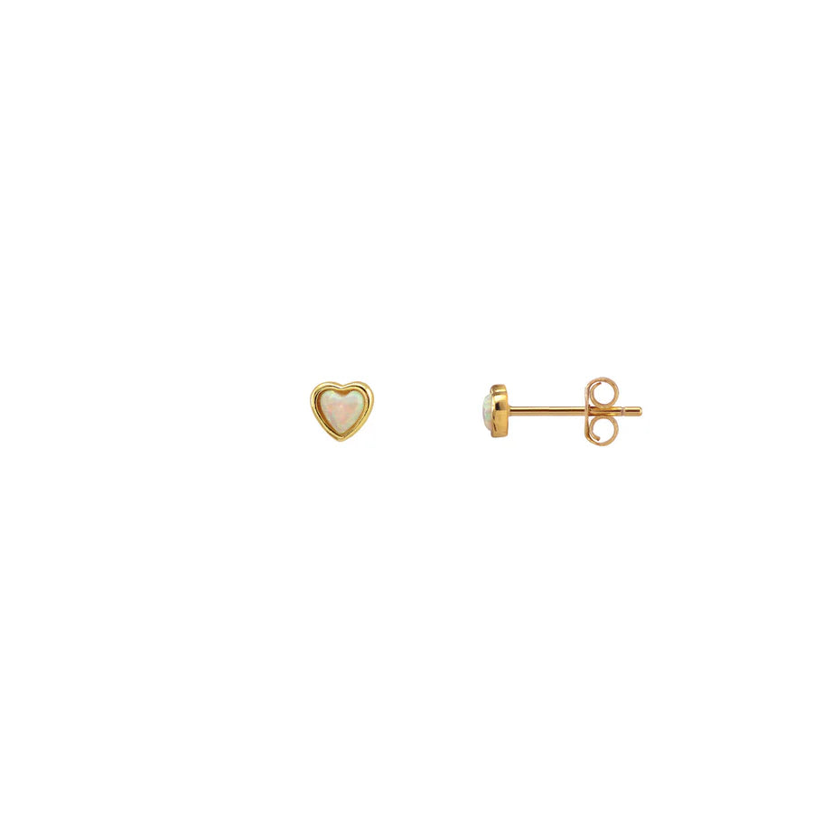 Opal Heart Stud Earrings