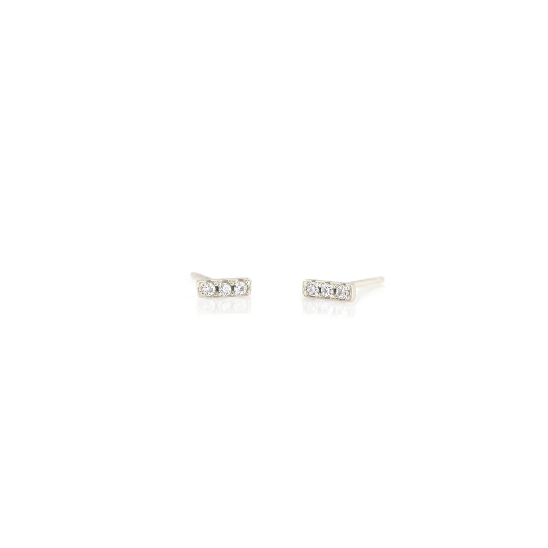 Bar Dash Pave Stud Earrings