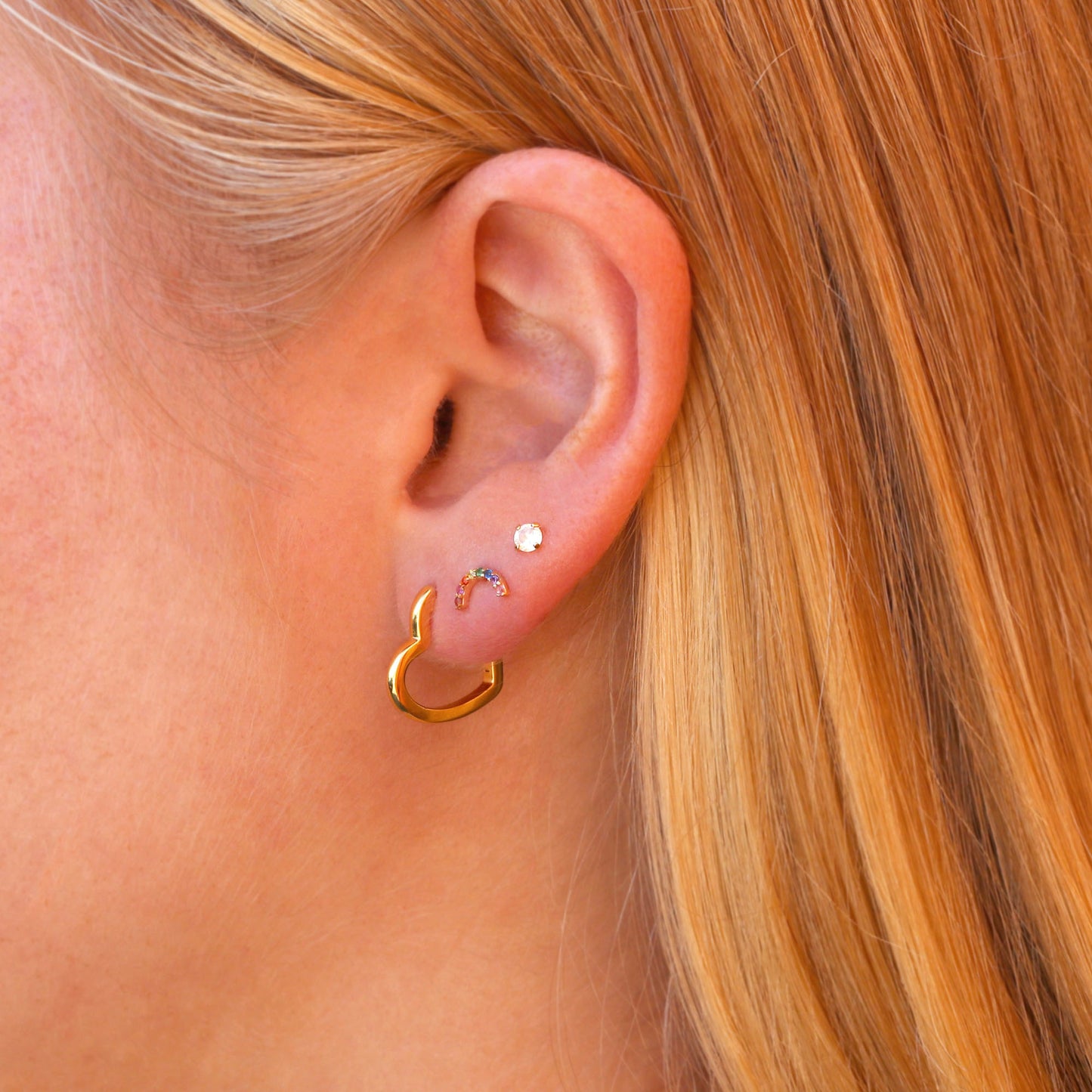 Open Heart Hinged Huggie Hoop Earrings