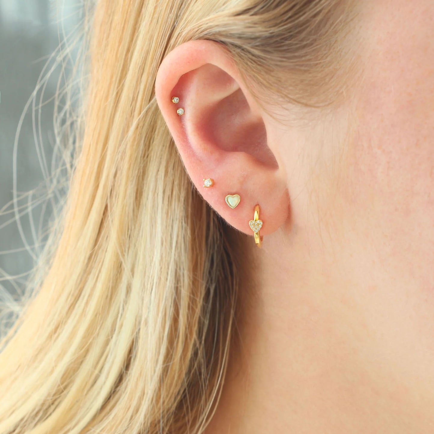 Opal Heart Stud Earrings