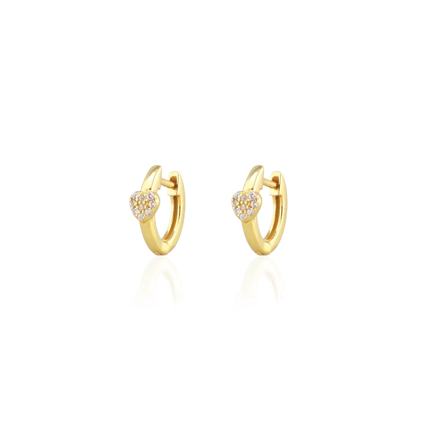Heart Crystal Huggie Hoop Earrings