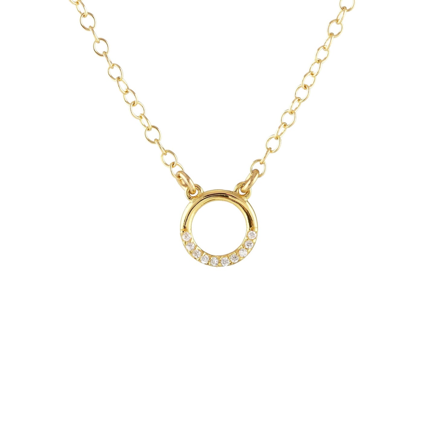 Circle Crystal Outline Charm Necklace*