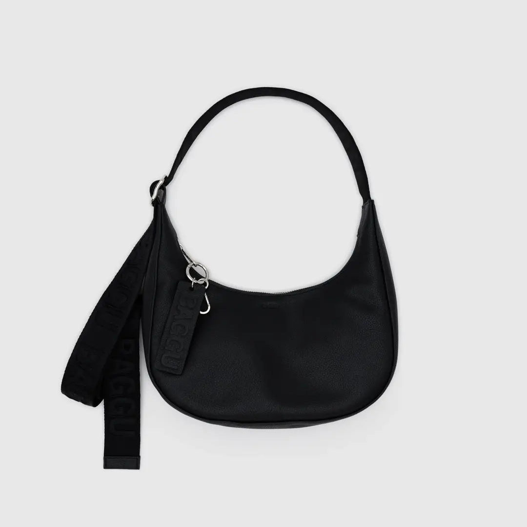 Small Recycled Leather Crescent Bag