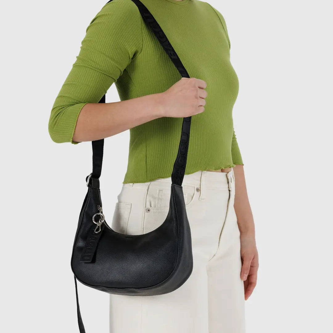 Small Recycled Leather Crescent Bag