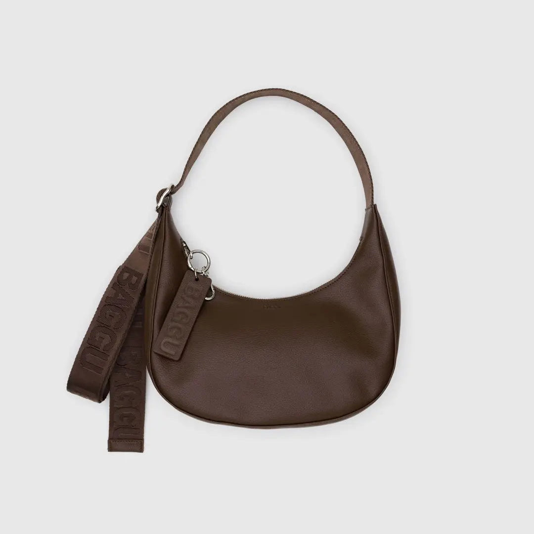 Small Recycled Leather Crescent Bag