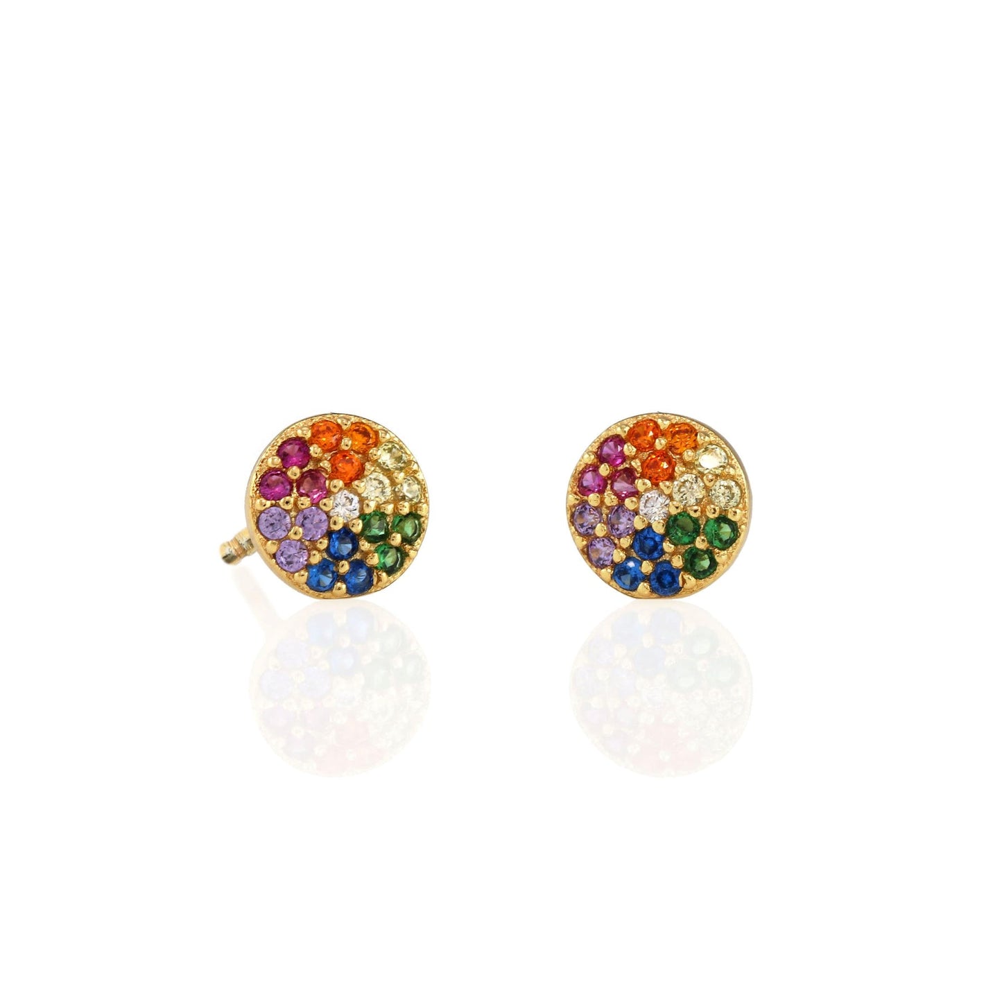 Round Rainbow Crystal Stud Earring*