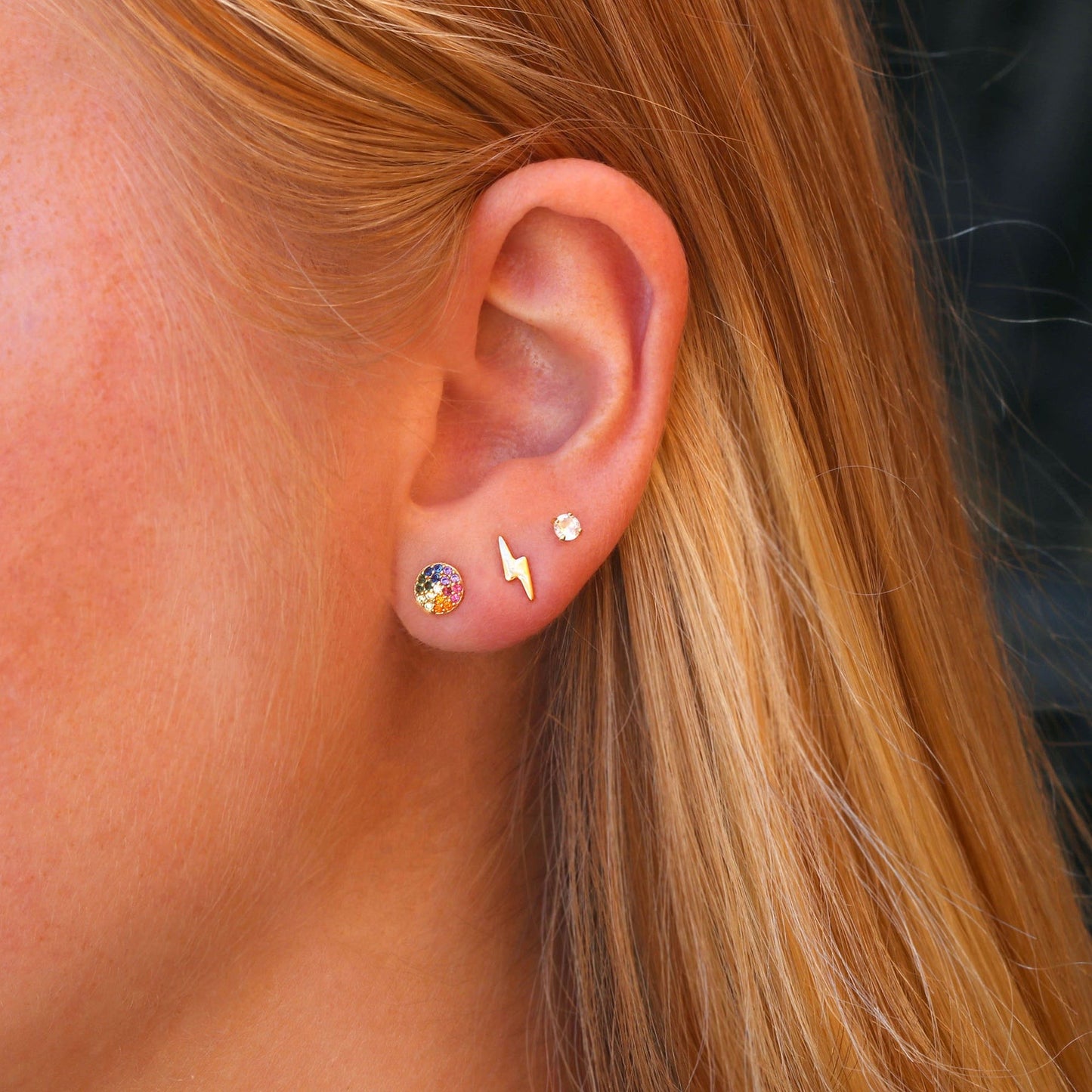 Round Rainbow Crystal Stud Earring*