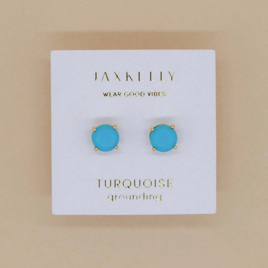 Round Gemstone Earrings - Turquoise