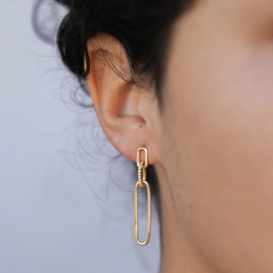 Pave Link Drop Earrings