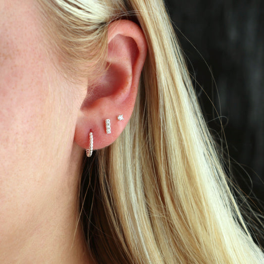 Bar Dash Pave Stud Earrings