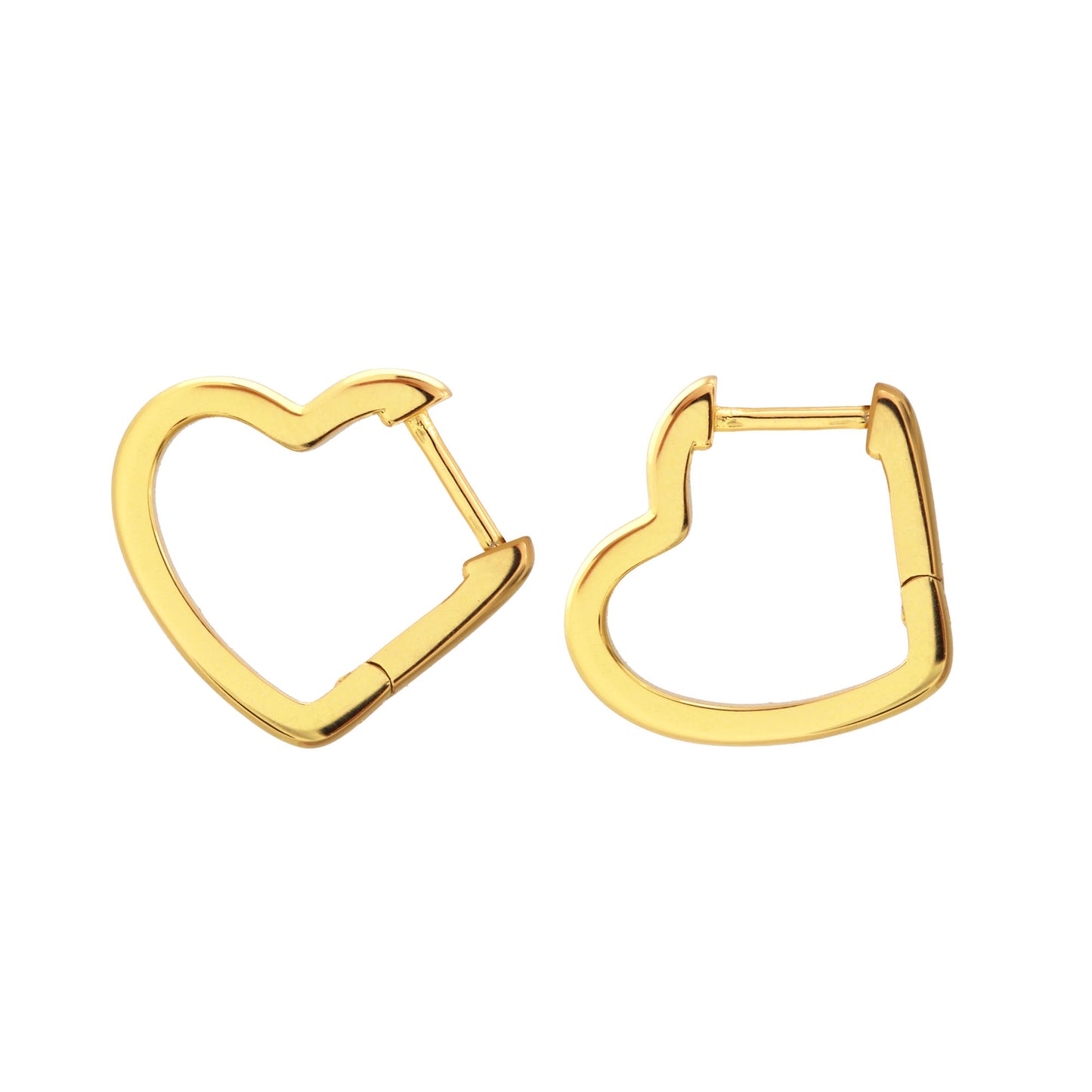 Open Heart Hinged Huggie Hoop Earrings