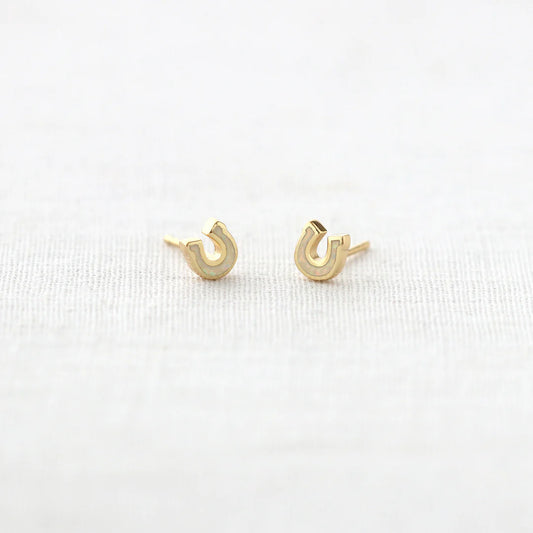 Opal Horseshoe Stud Earrings