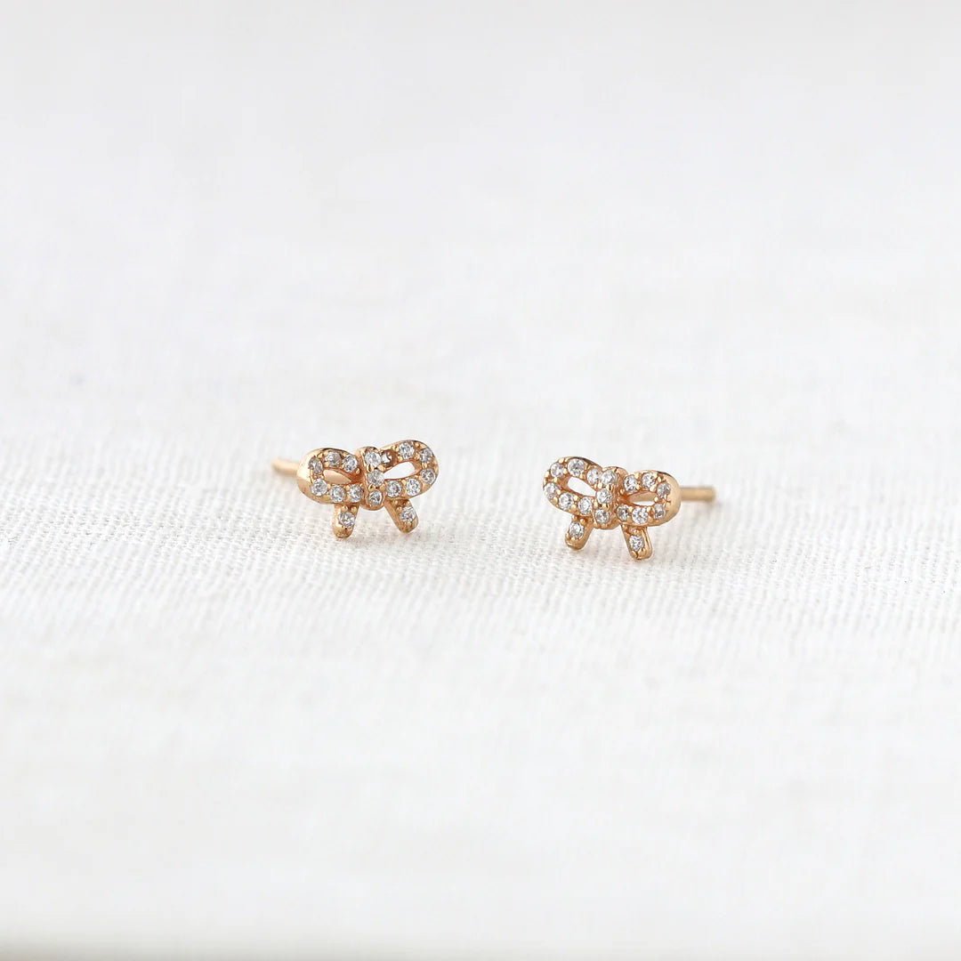 Bow with Crystal Stud Earrings