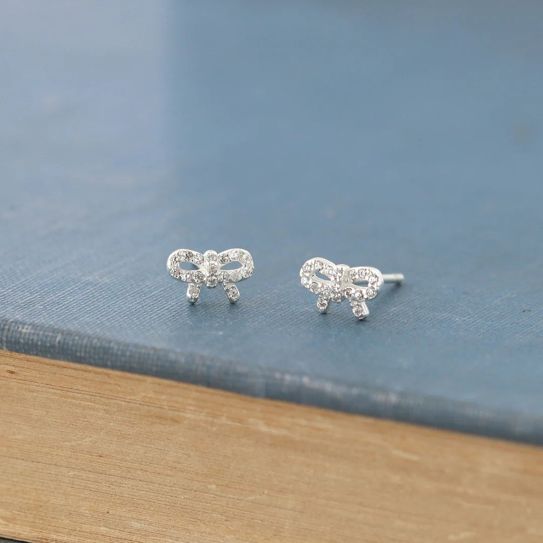 Bow with Crystal Stud Earrings