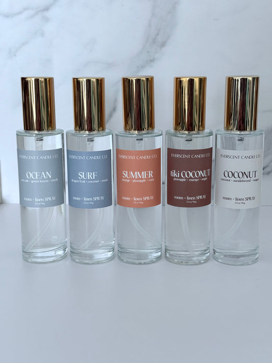 Room + Linen Spray - Clear Glass/Gold Lid