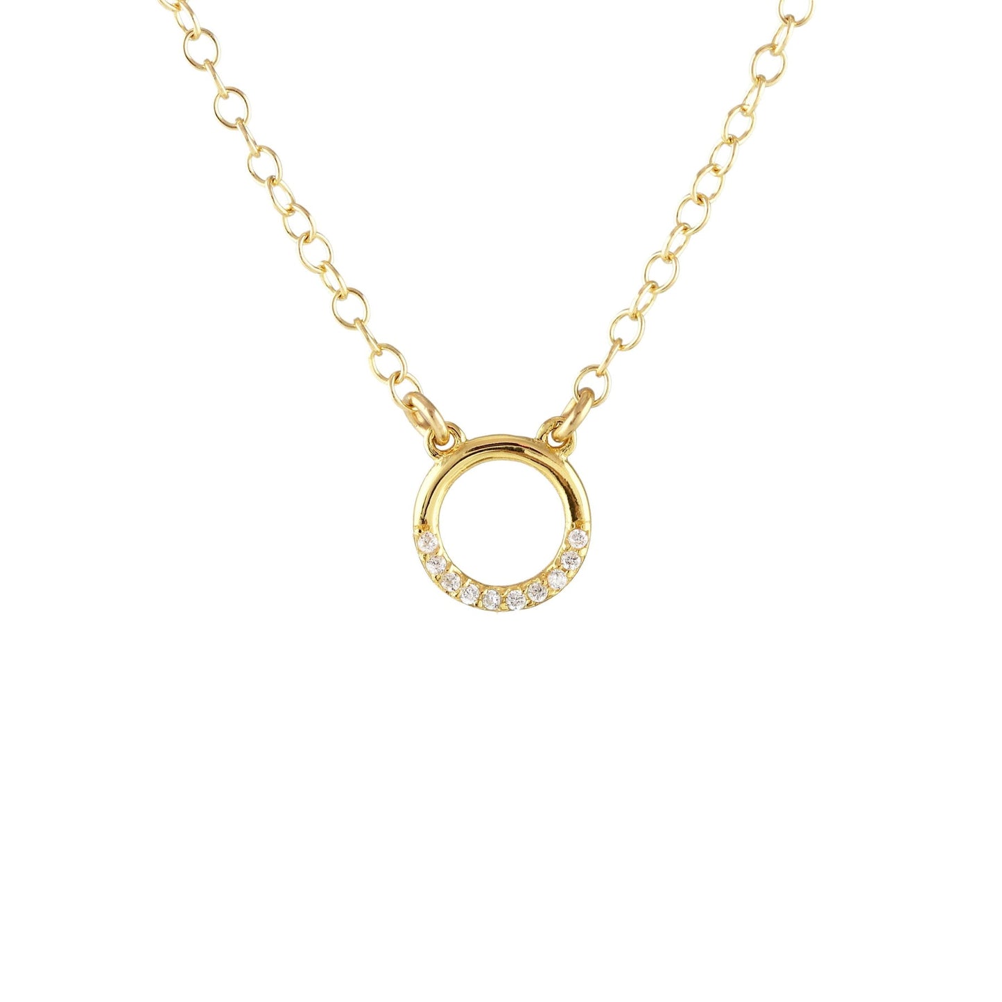 Circle Crystal Outline Charm Necklace