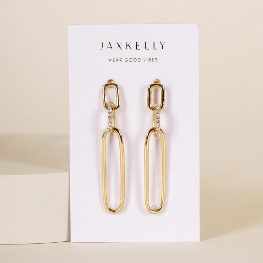 Pave Link Drop Earrings