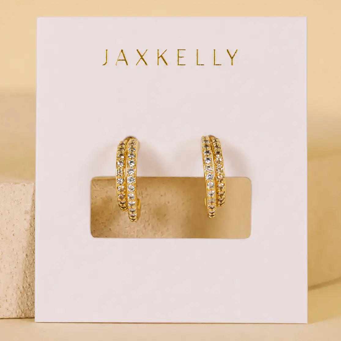 Double Champagne Hoop Earrings