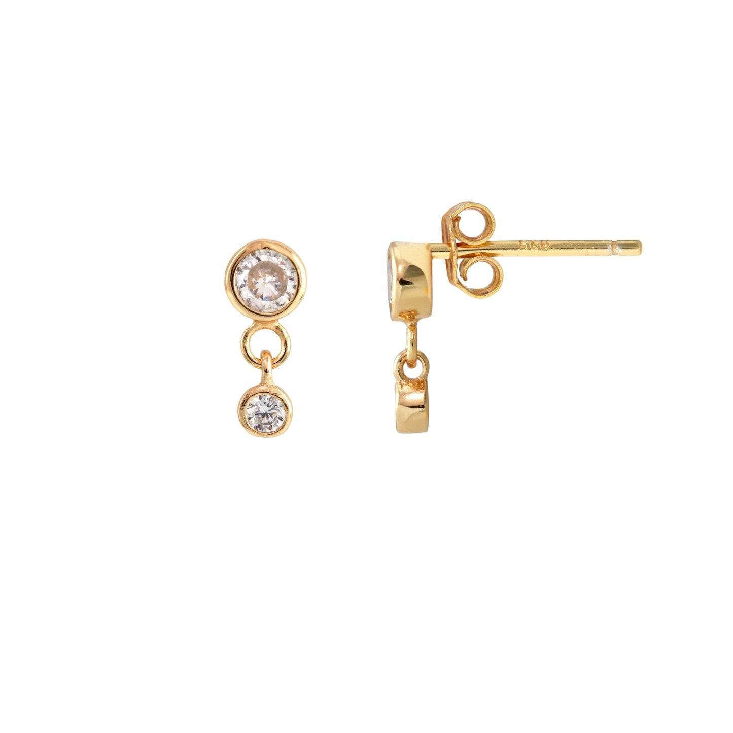 Double Crystal Swing Stud Earrings