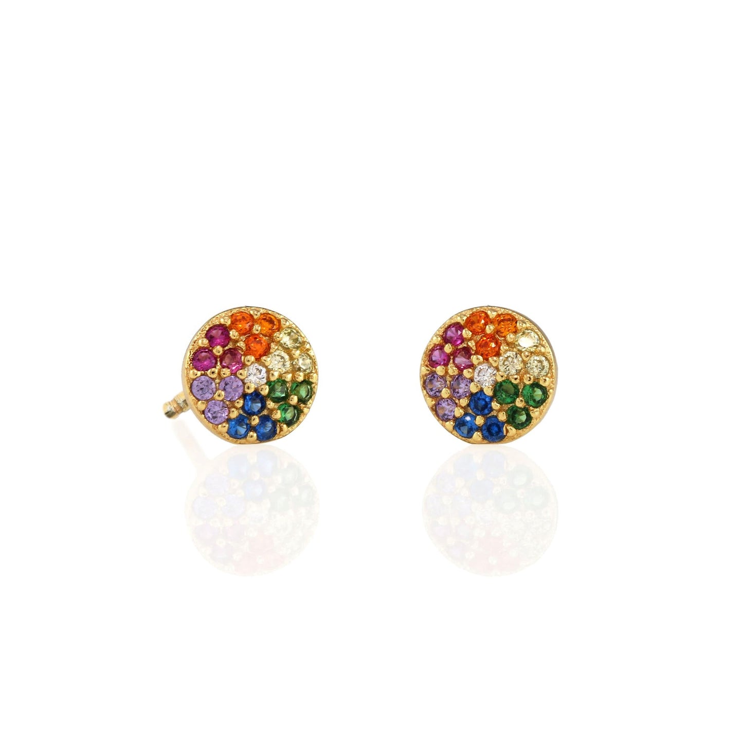 Round Rainbow Crystal Stud Earring