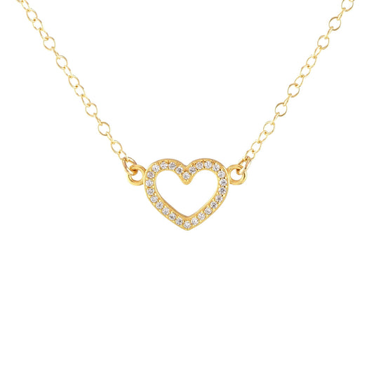 Heart Crystal Outline Charm Necklace