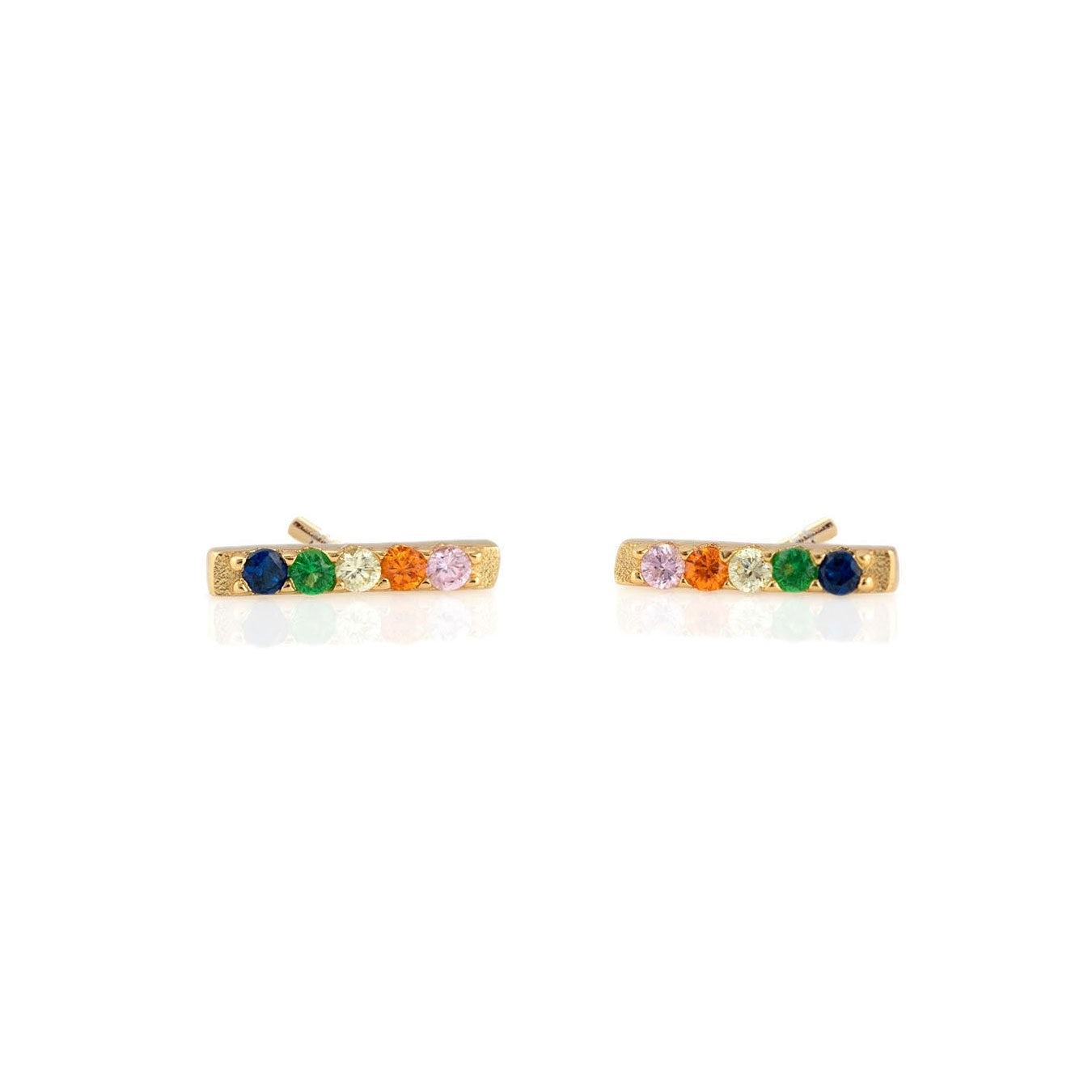 Rainbow Bar Dash Crystal Stud Earrings