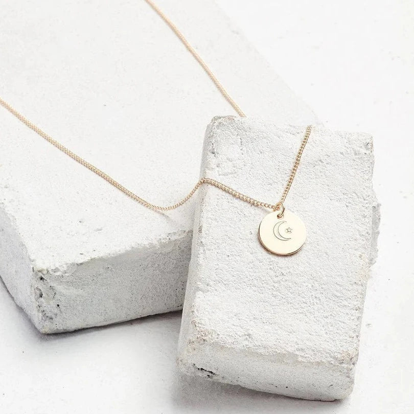 Symbol Disc Pendant Necklace - Gold