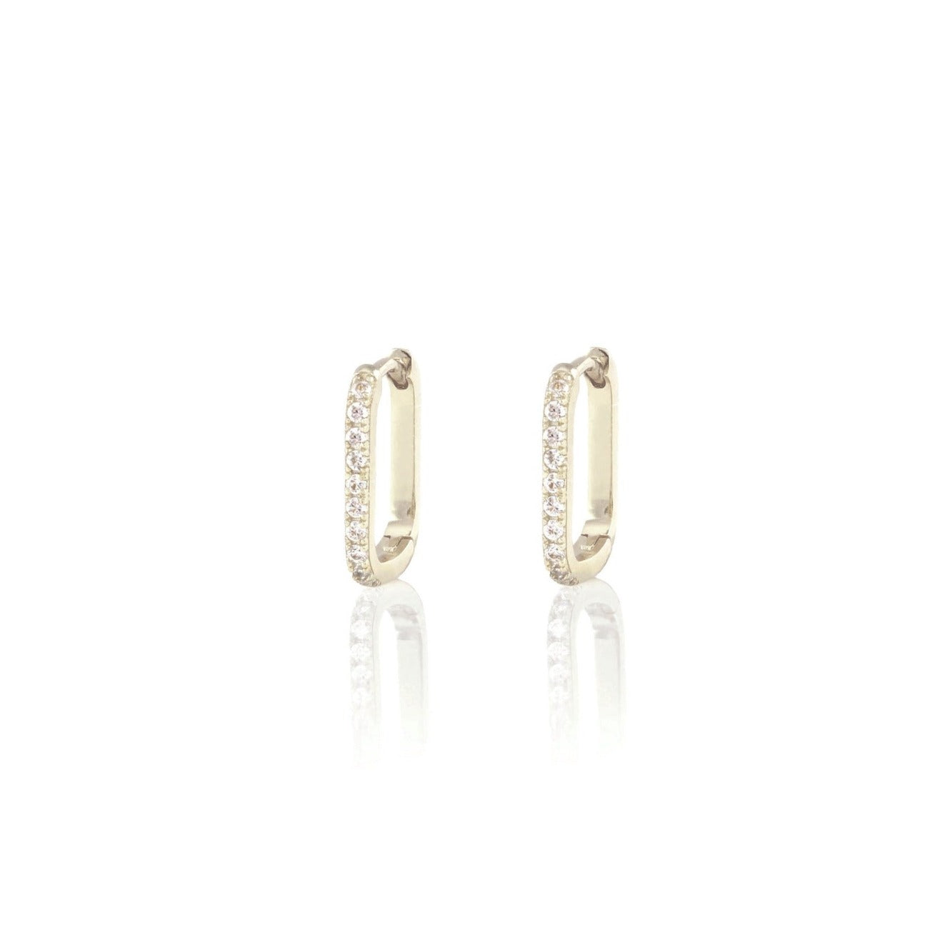 Oval Hinged Crystal Hoop Earrings