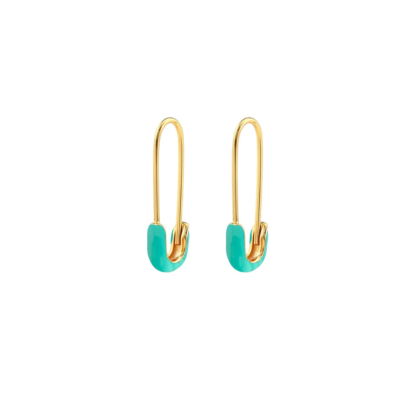 Safety Pin Enamel Hoop Earrings