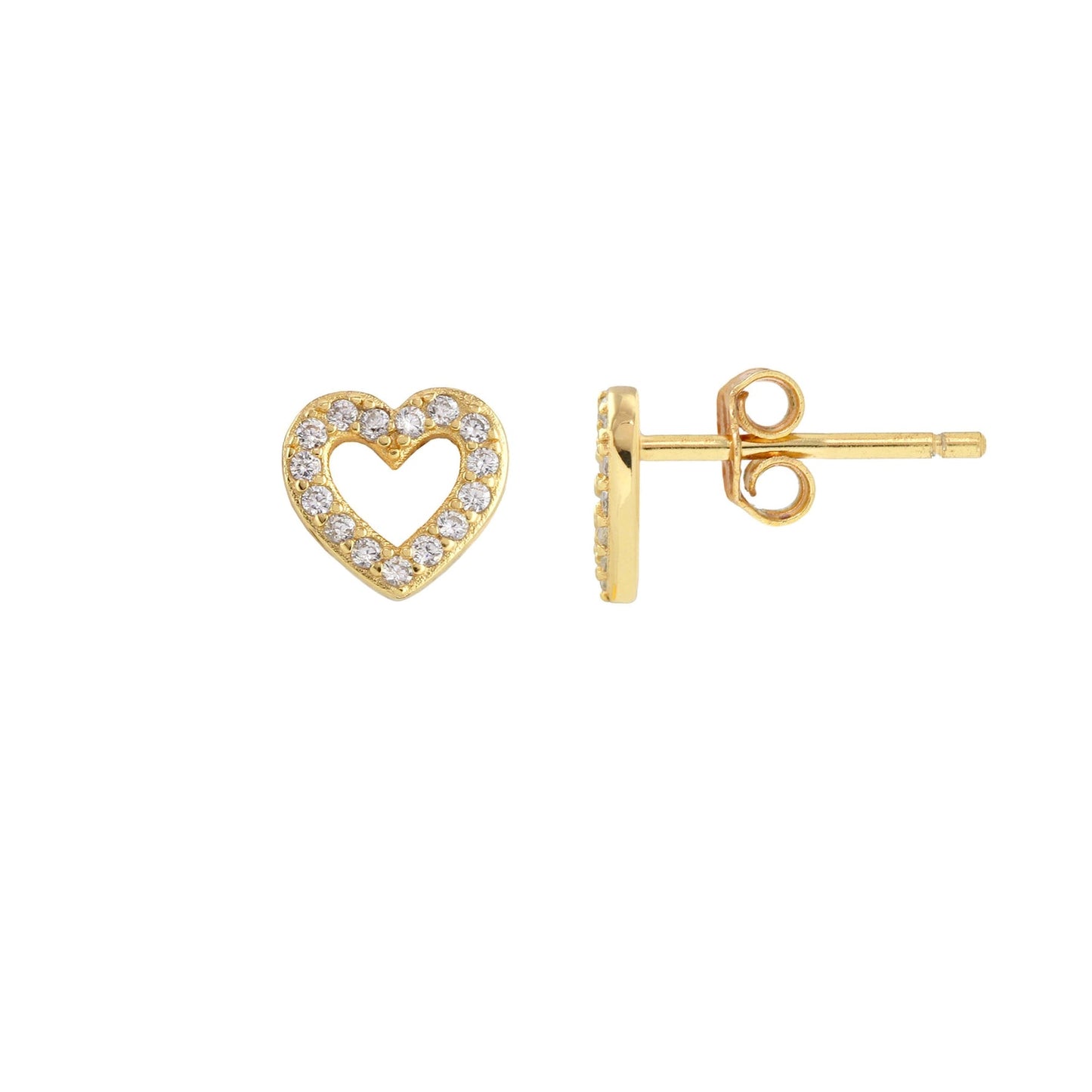 Heart Crystal Outline Stud Earrings