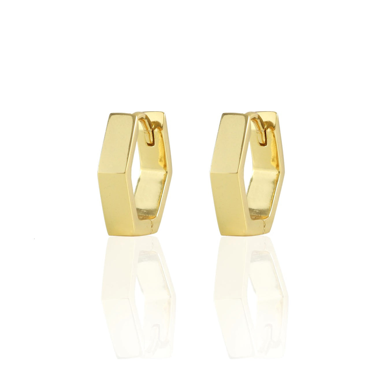 Hexagon Hinged Huggie Hoop Earrings