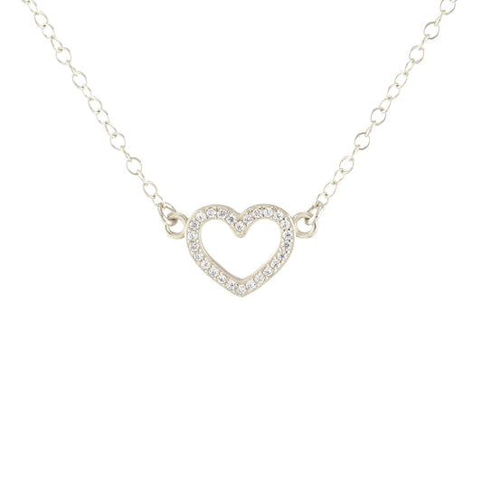 Heart Crystal Outline Charm Necklace*
